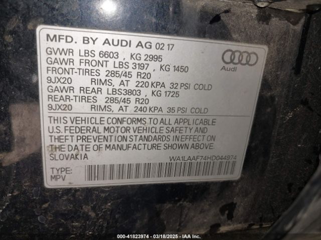 WA1LAAF74HD044974 Audi Q7 Premium Plus