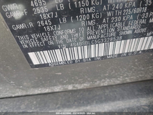Subaru Outback 2.5i Limited 2016 4S4BSBLC5G3328538 Image 9