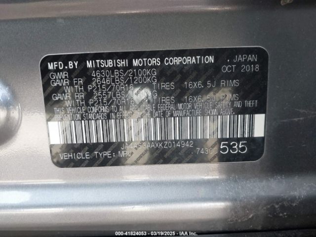 2019 MITSUBISHI ECLIPSE CROSS JA4AS3AAXKZ014942 Photo 8