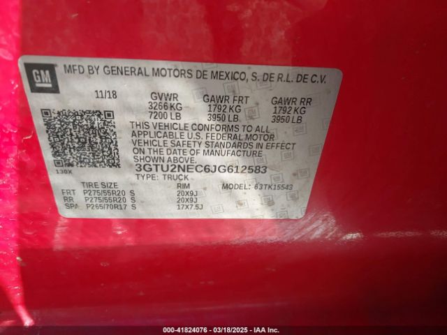 3GTU2NEC6JG612583 GMC Sierra 1500 Slt