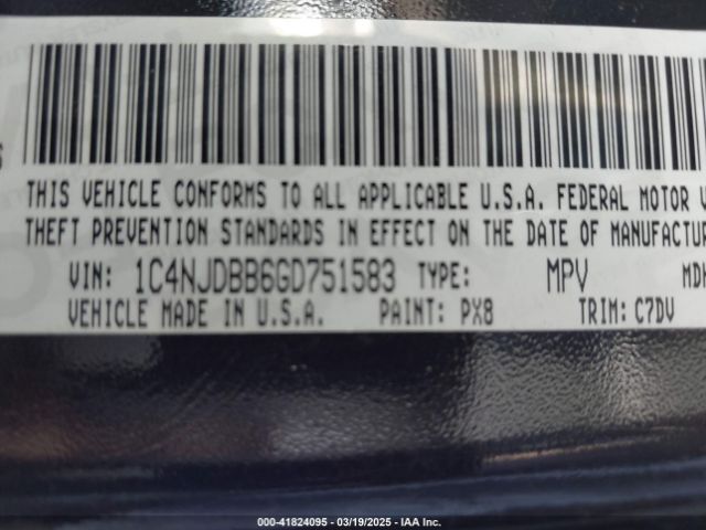 1C4NJDBB6GD751583 Jeep Compass Sport