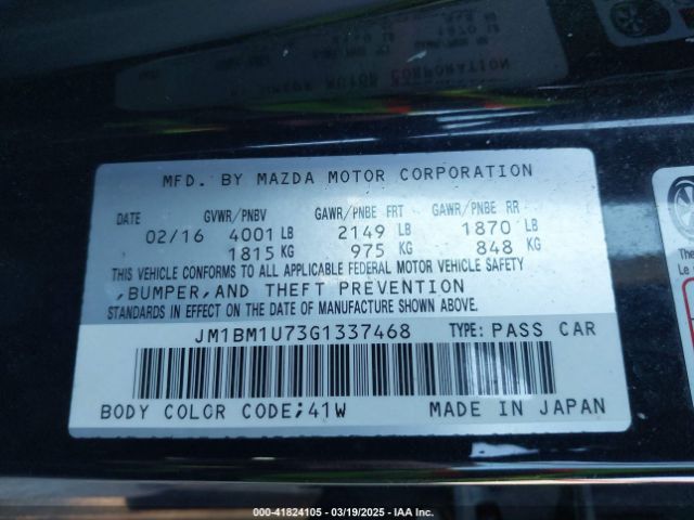 JM1BM1U73G1337468 Mazda Mazda3 I Sport