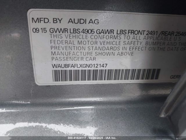 2016 AUDI A4 WAUBFAFLXGN012147 Photo 8