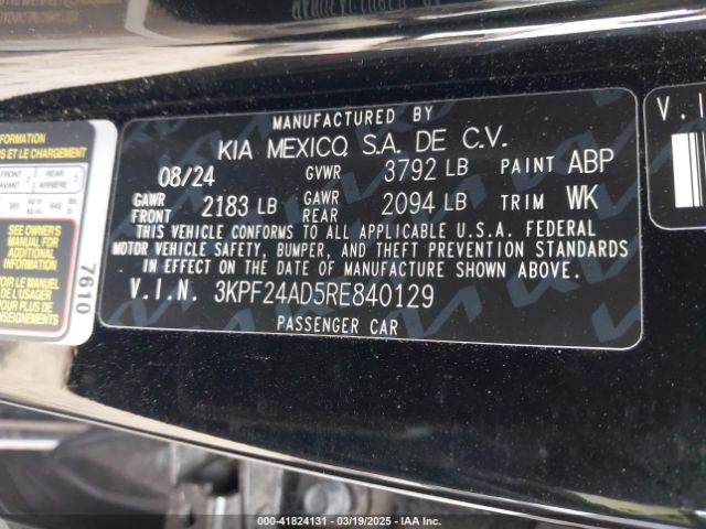 3KPF24AD5RE840129 KIA Forte Lxs