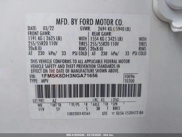 Ford EXPLORER XLT 2022 1FMSK8DH3NGA71656 Image 9