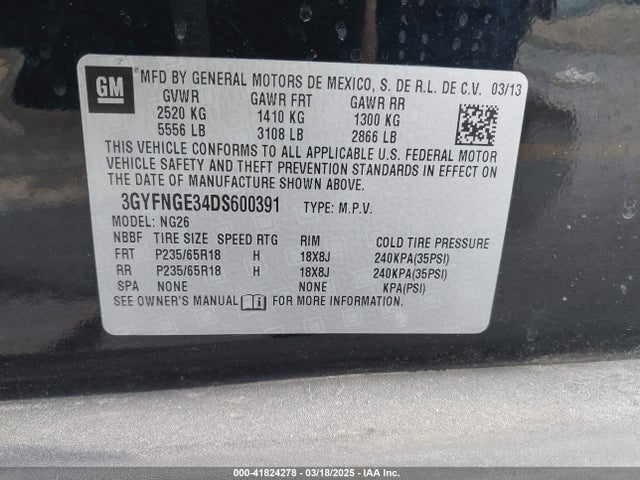 2013 CADILLAC SRX 3GYFNGE34DS600391 Photo 8