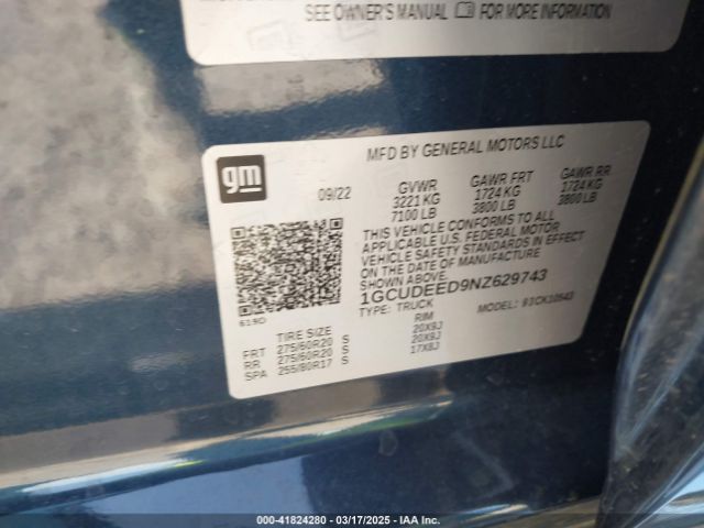 1GCUDEED9NZ629743 Chevrolet Silverado 1500 4wd  Short Bed Rst