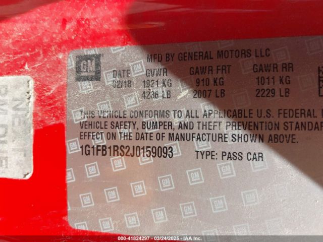 1G1FB1RS2J0159093 Chevrolet Camaro 1lt