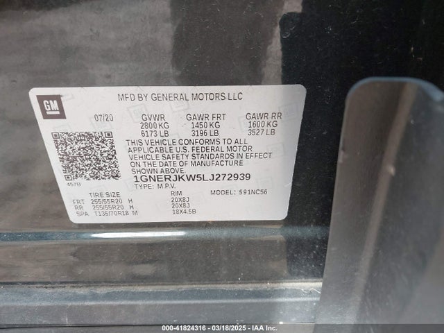 1GNERJKW5LJ272939 Chevrolet Traverse Fwd Rs