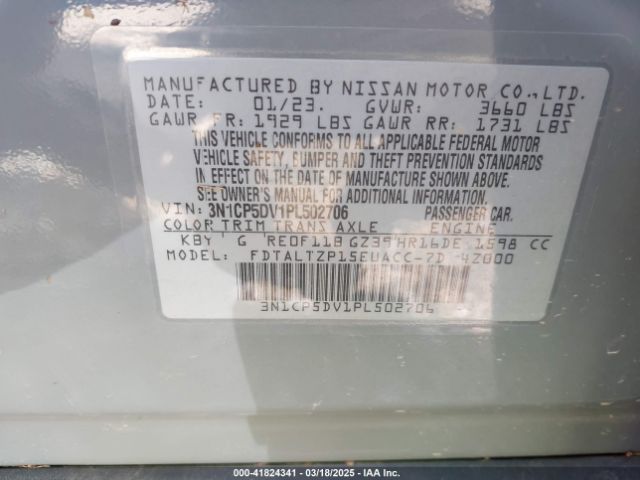 3N1CP5DV1PL502706 Nissan Kicks Sr Xtronic Cvt