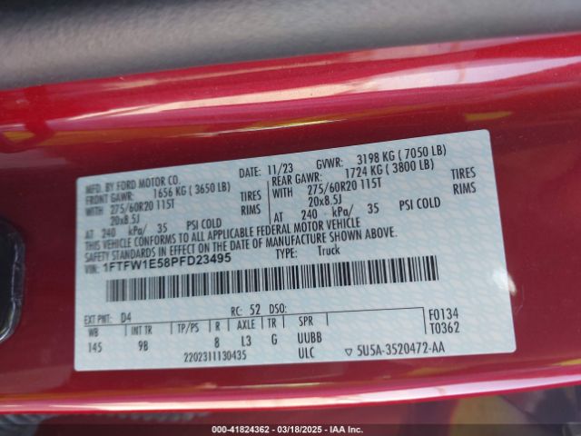 1FTFW1E58PFD23495 Ford F-150 Platinum