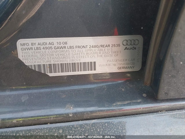 2009 AUDI A4 WAUMF78K79N038420 Photo 8