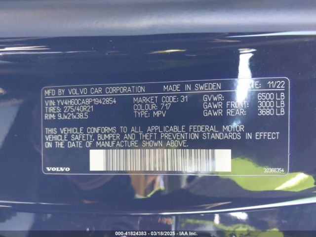 YV4H60CA8P1942854 Volvo Xc90 Recharge Plug-in Hybrid T8 Ultimate Bright Theme 7-seater