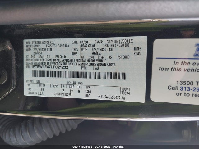 Ford F-150 Xlt 2020 1FTEW1E47LFC21232 Image 9