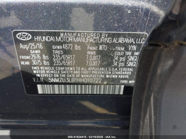 5NMZU3LB1HH010722 Hyundai Santa Fe Sport 2.4l