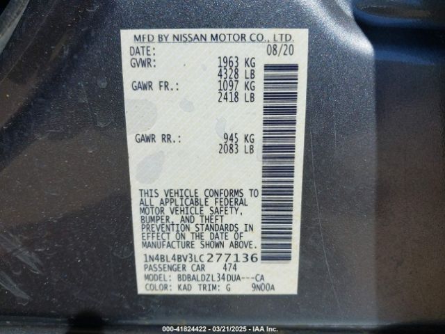 1N4BL4BV3LC277136 Nissan Altima S Fwd