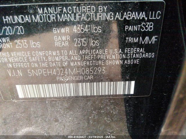 5NPEH4J24MH085293 Hyundai Sonata Limited