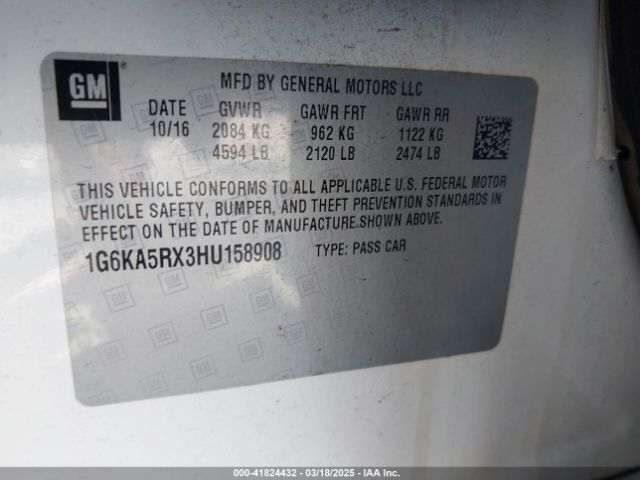 1G6KA5RX3HU158908 Cadillac Ct6 Standard
