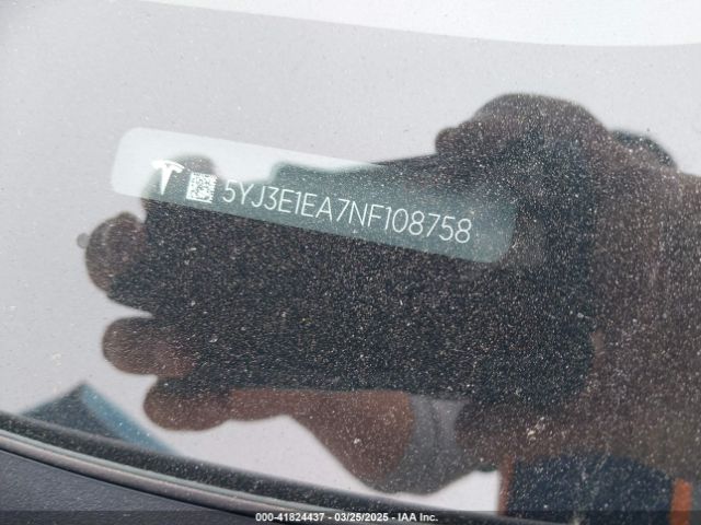 5YJ3E1EA7NF108758 Tesla Model 3 Rear-wheel Drive