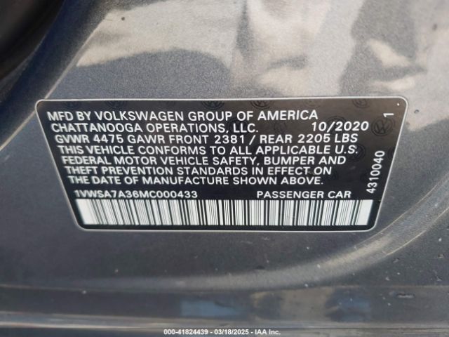 1VWSA7A36MC000433 Volkswagen Passat 2.0t Se