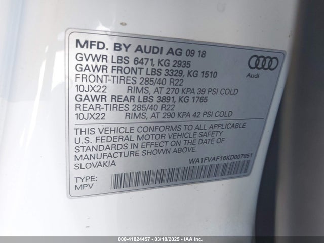 2019 AUDI Q8 WA1FVAF16KD007851 Photo 8