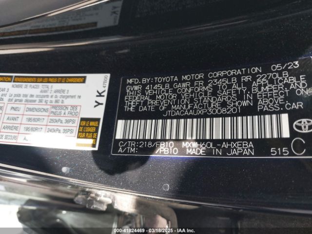 JTDACAAUXP3008201 Toyota Prius Le