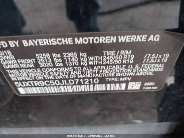 5UXTR9C50JLD71210 BMW X3 Xdrive30i