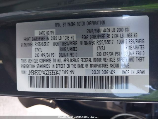 JM3KE2CY4G0695947 Mazda Cx-5 Touring