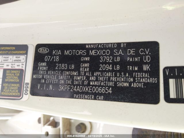 3KPF24ADXKE006654 KIA FORTE FE