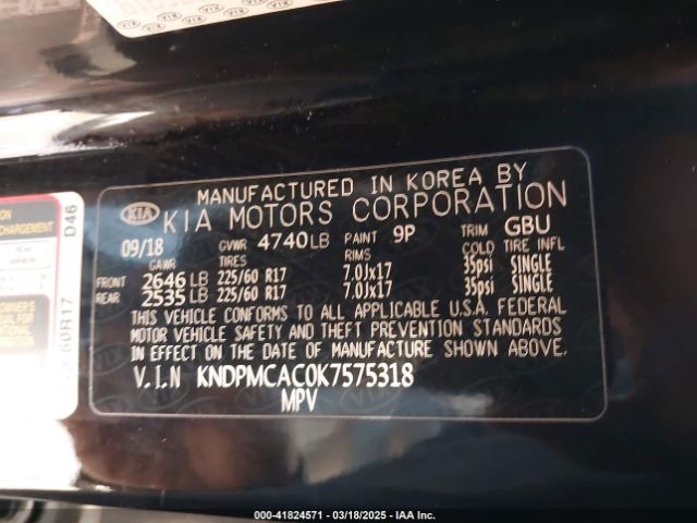 KNDPMCAC0K7575318 KIA Sportage Lx