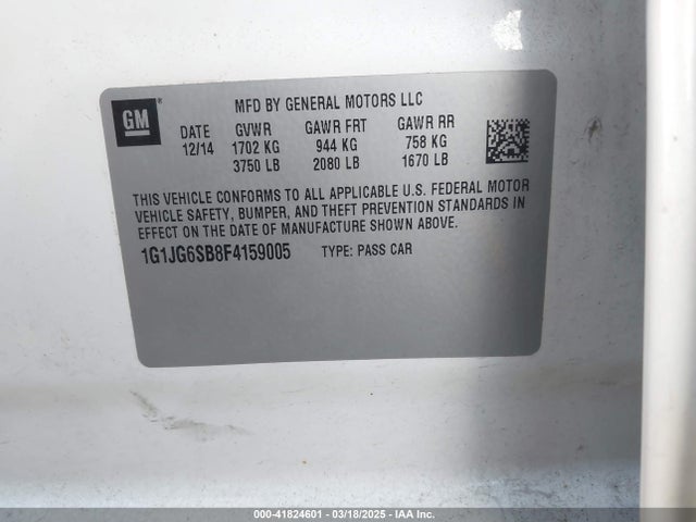 1G1JG6SB8F4159005 Chevrolet Sonic Rs Auto