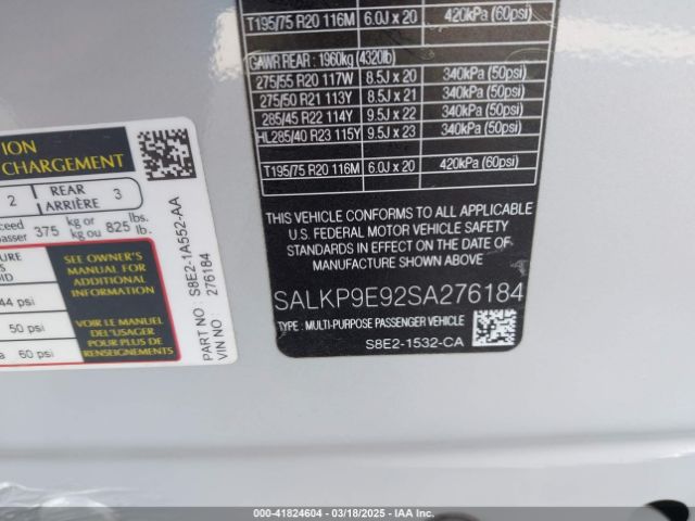 SALKP9E92SA276184 Land Rover Range Rover P530 Se