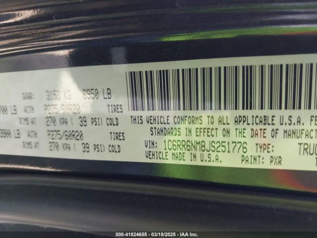 1C6RR6NM8JS251776 RAM 1500 Laramie  4x2 5'7 Box