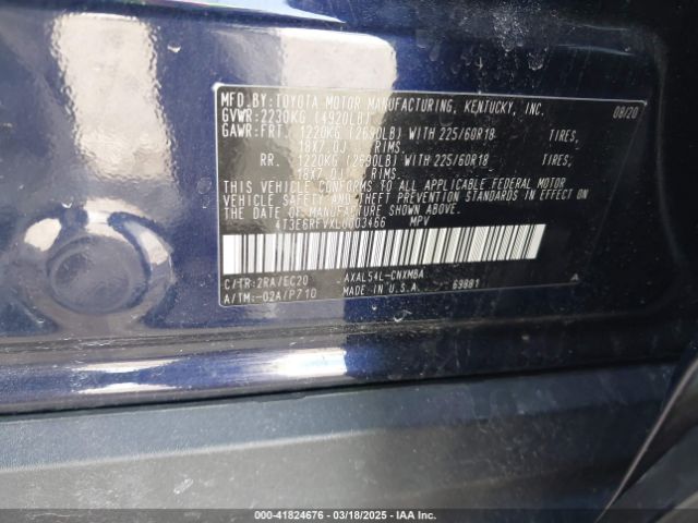 4T3E6RFVXLU003466 Toyota Rav4 Hybrid Xse