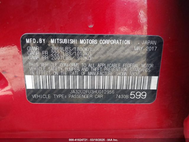 2017 MITSUBISHI LANCER JA32U2FU3HU012956 Photo 8
