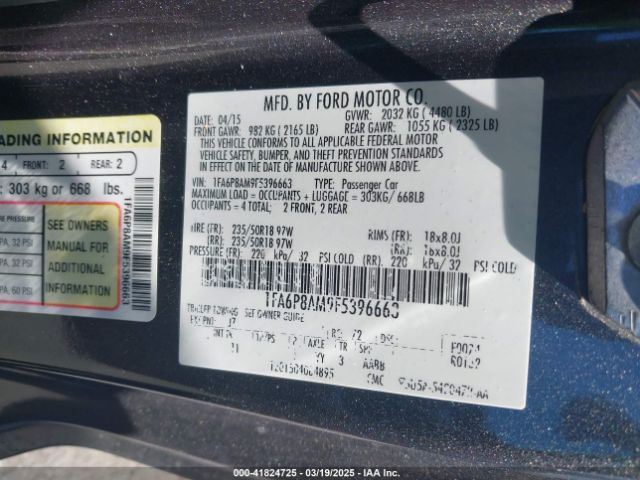 1FA6P8AM9F5396663 Ford Mustang V6