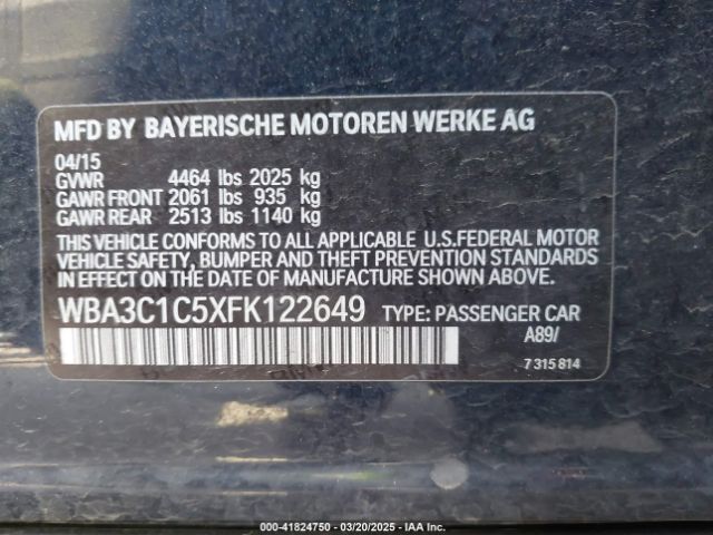 2015 BMW 328I WBA3C1C5XFK122649 Photo 8