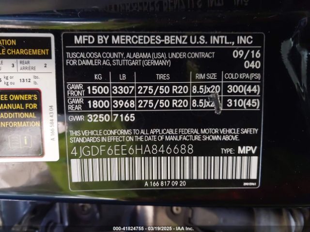4JGDF6EE6HA846688 Mercedes-Benz Gls 450 4matic