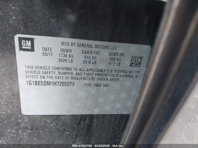 1G1BE5SM1H7265979 Chevrolet Cruze Lt Auto