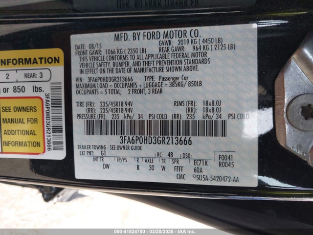 Ford FUSION SE 2016 3FA6P0HD3GR213666 Image 9