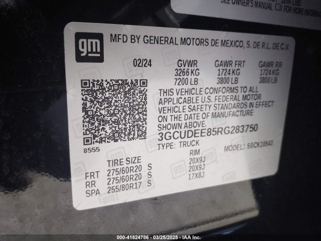 3GCUDEE85RG283750 Chevrolet Silverado 1500 4wd  Short Bed Rst