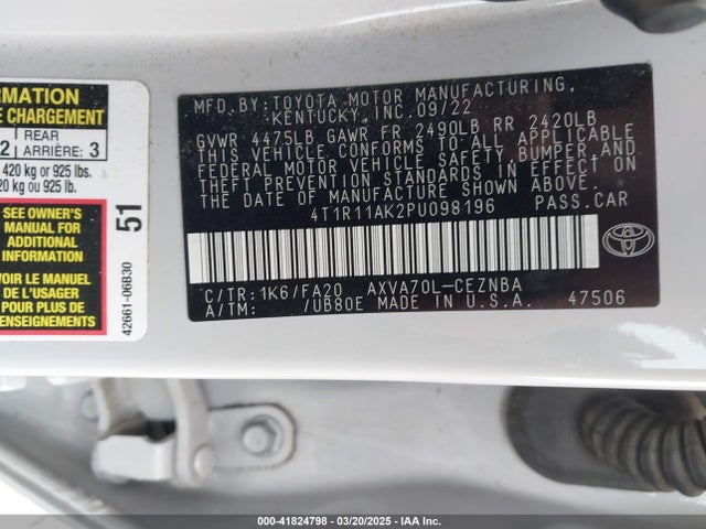 Toyota CAMRY LE 2023 4T1R11AK2PU098196 Image 9