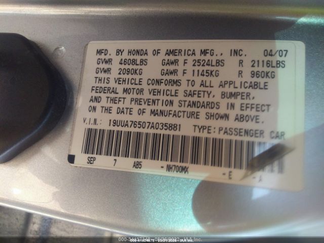 2007 ACURA TL 19UUA76507A035881 Photo 8