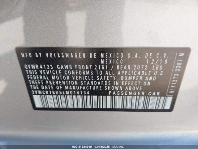 3VWCB7BU5LM014734 Volkswagen Jetta 1.4t R-line/1.4t S/1.4t Se