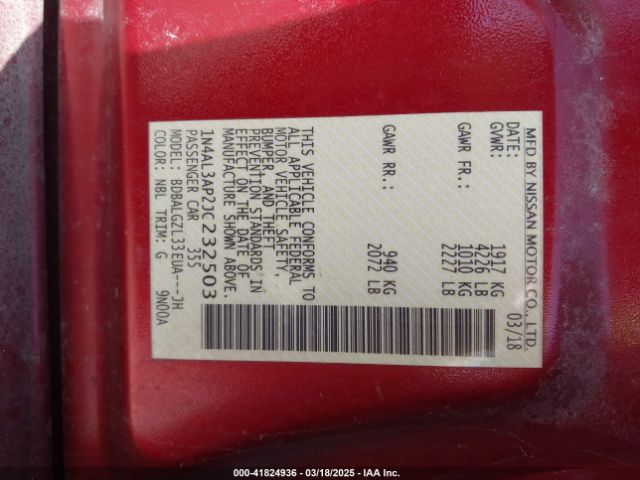 1N4AL3AP2JC232503 Nissan Altima 2.5 S
