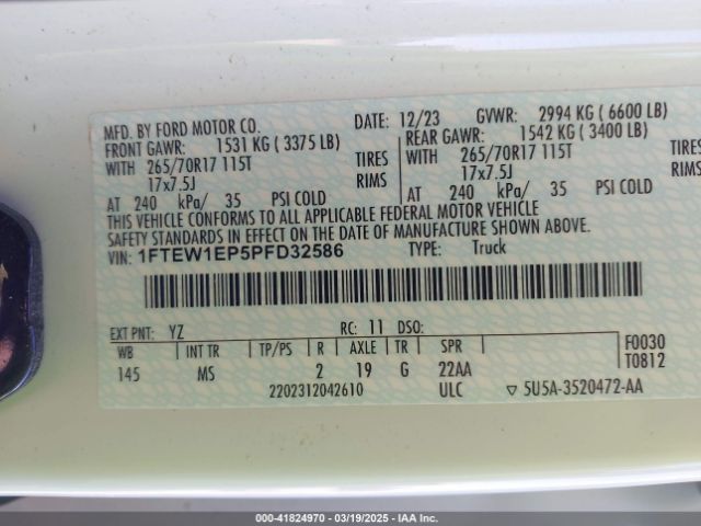 1FTEW1EP5PFD32586 Ford F-150 Xlt