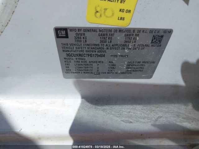 3GCUKREC7FG179404 Chevrolet Silverado 1500 2lt