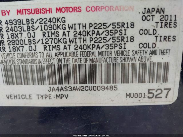 2012 MITSUBISHI OUTLANDER JA4AS3AW2CU009485 Photo 8