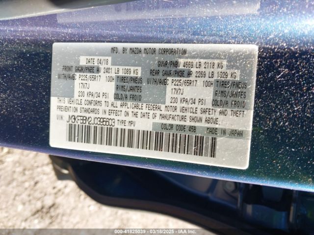 JM3KFBBM2J0395603 Mazda CX-5 SPORT
