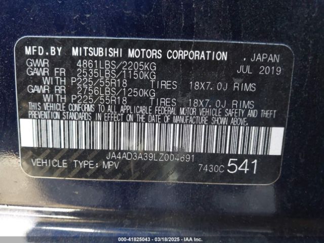 2020 MITSUBISHI OUTLANDER JA4AD3A39LZ004691 Photo 8